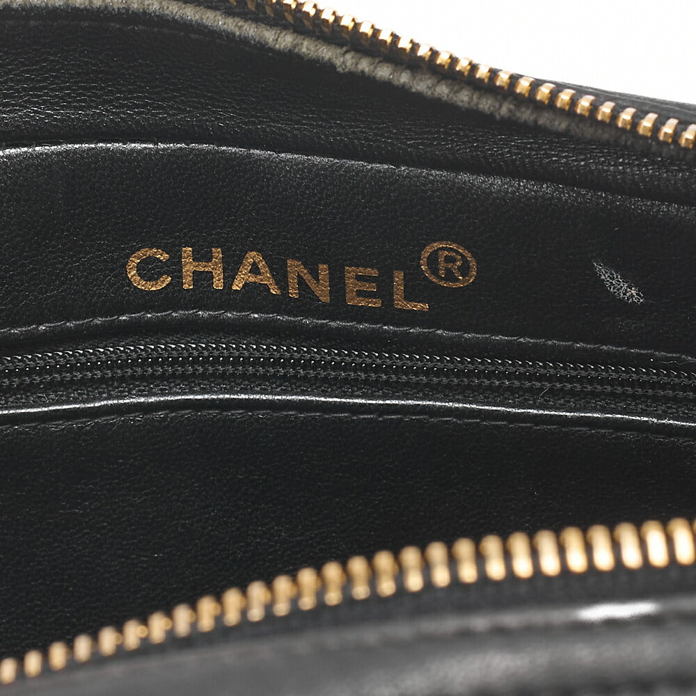 CHANEL Lambskin Matelasse Square Big Coco W Chain Shoulder Black Gold-Tone Hardware, Pre-Owned