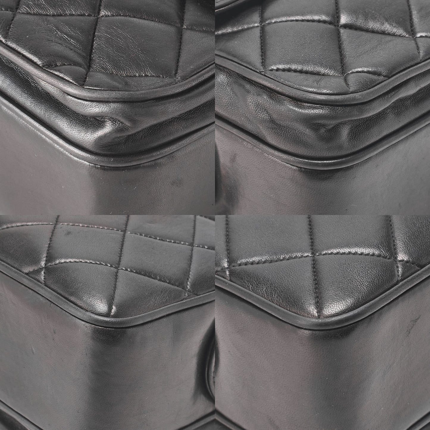 CHANEL Lambskin Matelasse Square Big Coco W Chain Shoulder Black Gold-Tone Hardware, Pre-Owned