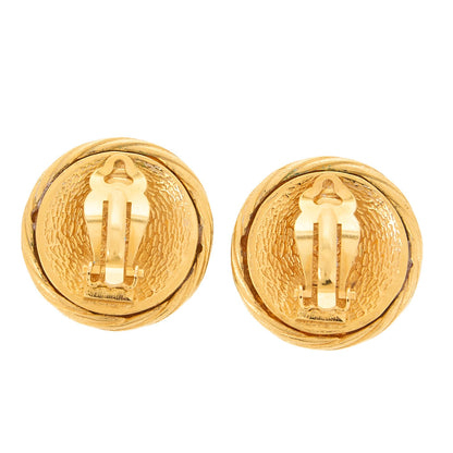 CHANEL Circle Coco Coco Mark 93P Earrings GP Gold Gold-Tone Hardware, Pre-Owned