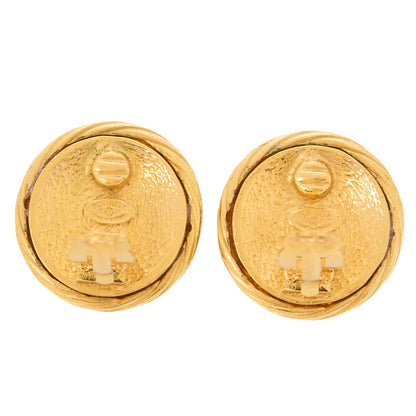 CHANEL Circle Coco Coco Mark 93P Earrings GP Gold Gold-Tone Hardware, Pre-Owned