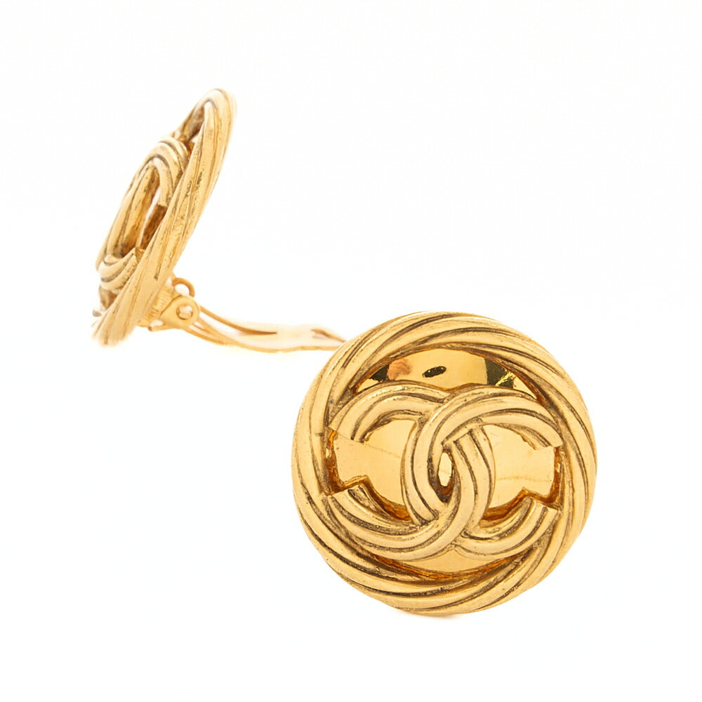 CHANEL Circle Coco Coco Mark 93P Earrings GP Gold Gold-Tone Hardware, Pre-Owned