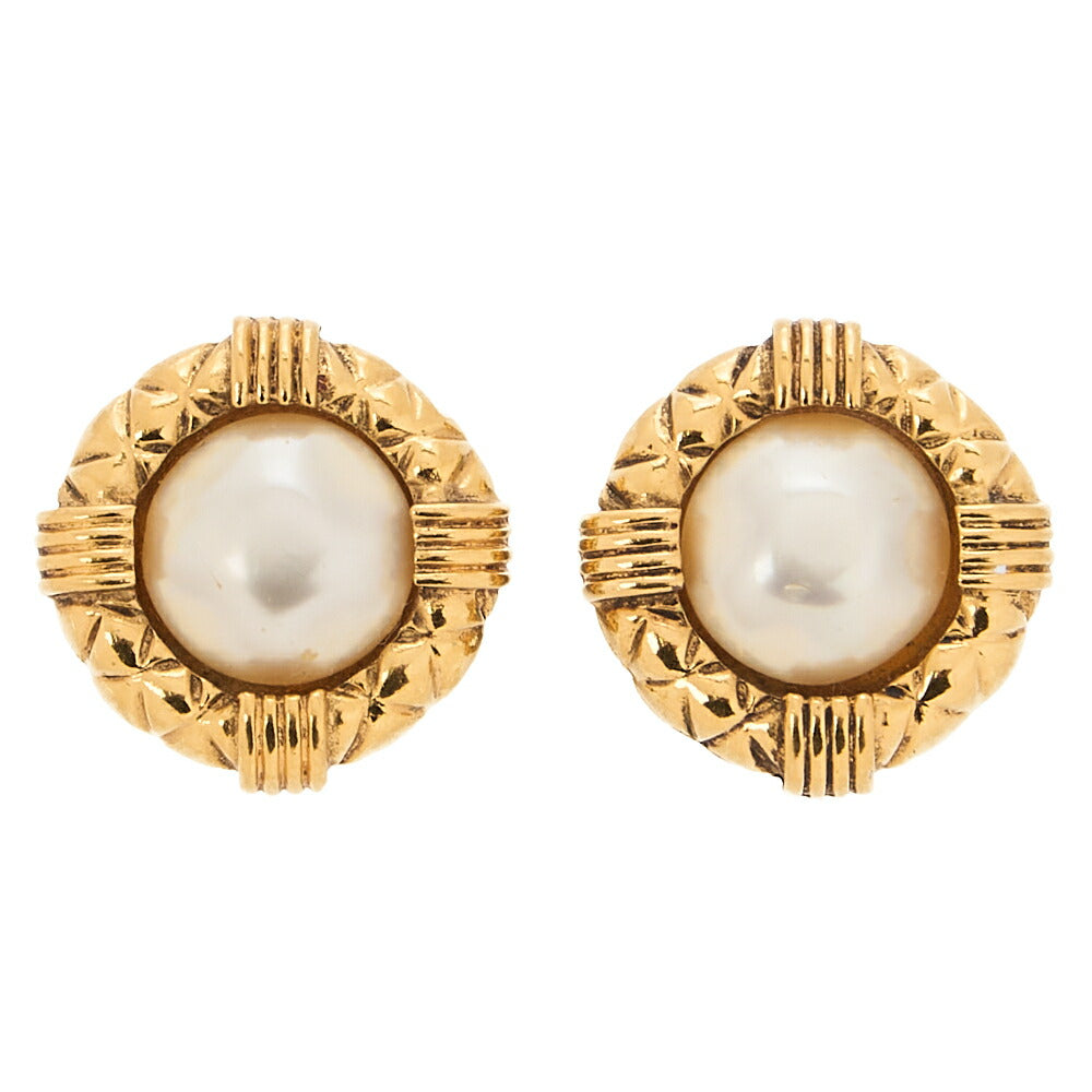 CHANEL Chanel Earrings 23 GP X Faux Pearl Gold Gold-Tone Hardware, Pre-Owned