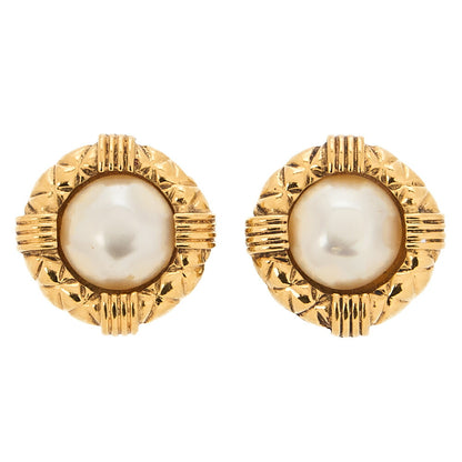 CHANEL Chanel Earrings 23 GP X Faux Pearl Gold Gold-Tone Hardware, Pre-Owned