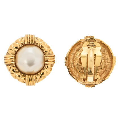CHANEL Chanel Earrings 23 GP X Faux Pearl Gold Gold-Tone Hardware, Pre-Owned