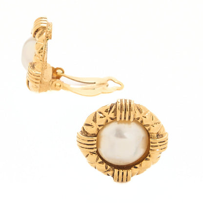 CHANEL Chanel Earrings 23 GP X Faux Pearl Gold Gold-Tone Hardware, Pre-Owned