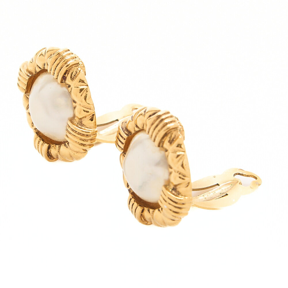 CHANEL Chanel Earrings 23 GP X Faux Pearl Gold Gold-Tone Hardware, Pre-Owned