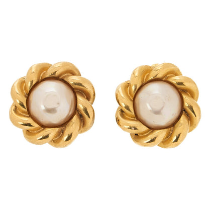 CHANEL Chanel Earrings 2180 GP X Faux Pearl Gold Gold-Tone Hardware, Pre-Owned