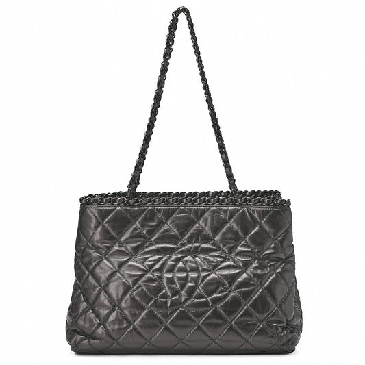CHANEL Vintage Calf Luxury Line Big Coco Mark Chain Tote Black-Tone Hardware, Pre-Owned