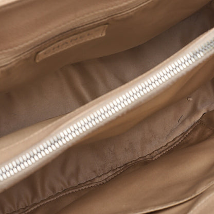 CHANEL Tote Bag Matelasse Caviar Skin Cocomark GST Double Chain Tote Beige Silver-Tone Hardware, Pre-Owned