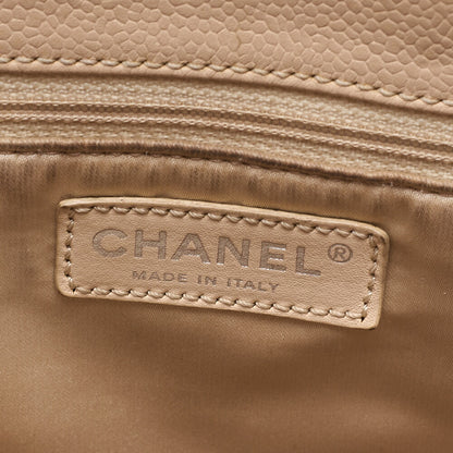 CHANEL Tote Bag Matelasse Caviar Skin Cocomark GST Double Chain Tote Beige Silver-Tone Hardware, Pre-Owned