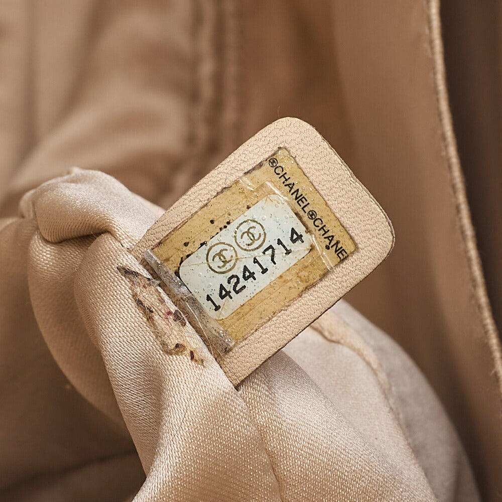 CHANEL Tote Bag Matelasse Caviar Skin Cocomark GST Double Chain Tote Beige Silver-Tone Hardware, Pre-Owned