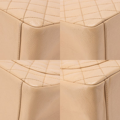 CHANEL Tote Bag Matelasse Caviar Skin Cocomark GST Double Chain Tote Beige Silver-Tone Hardware, Pre-Owned