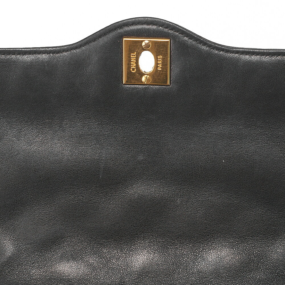 CHANEL Lambskin Matelasse Paris Limited Shoulder Bag Black Gold-Tone Hardware, Pre-Owned