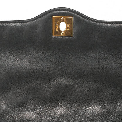 CHANEL Lambskin Matelasse Paris Limited Shoulder Bag Black Gold-Tone Hardware, Pre-Owned