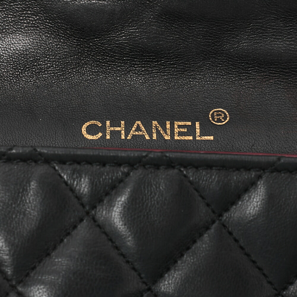 CHANEL Lambskin Matelasse Half Moon Push Lock Chain Shoulder Black Gold-Tone Hardware, Pre-Owned
