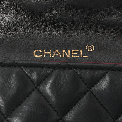 CHANEL Lambskin Matelasse Half Moon Push Lock Chain Shoulder Black Gold-Tone Hardware, Pre-Owned