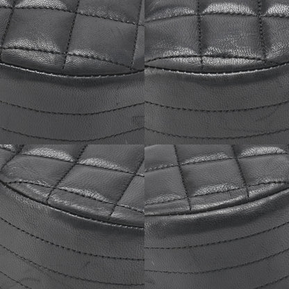 CHANEL Lambskin Matelasse Half Moon Push Lock Chain Shoulder Black Gold-Tone Hardware, Pre-Owned