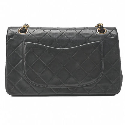 CHANEL Matelasse Double Flap 23cm Chain Shoulder Lambskin Black Gold-Tone Hardware, Pre-Owned