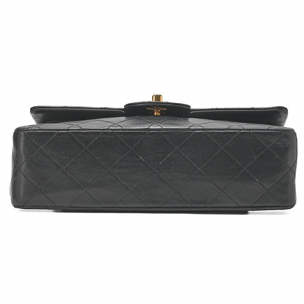 CHANEL Matelasse Double Flap 23cm Chain Shoulder Lambskin Black Gold-Tone Hardware, Pre-Owned