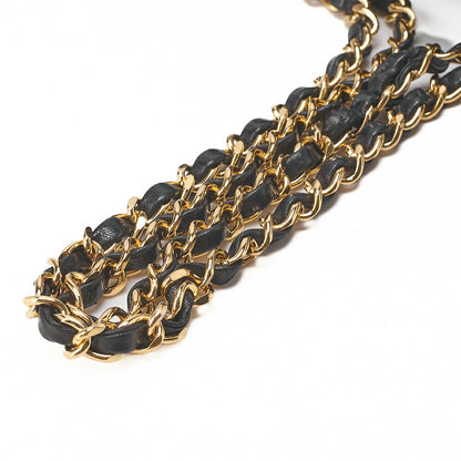CHANEL Matelasse Double Flap 23cm Chain Shoulder Lambskin Black Gold-Tone Hardware, Pre-Owned