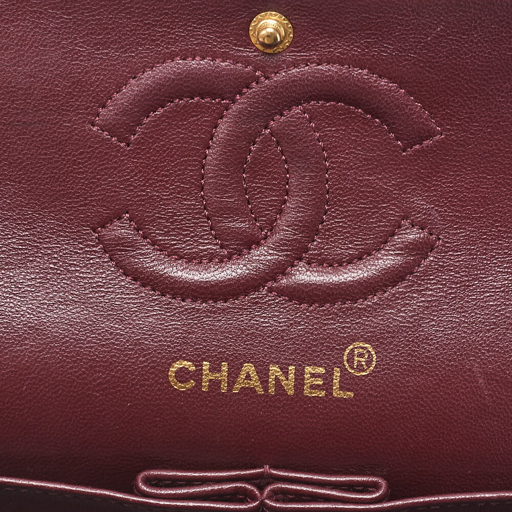 CHANEL Matelasse Double Flap 23cm Chain Shoulder Lambskin Black Gold-Tone Hardware, Pre-Owned