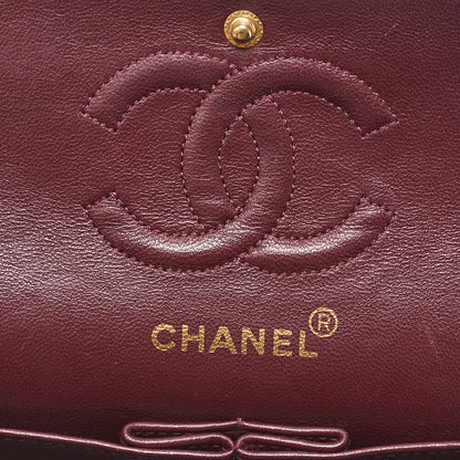 CHANEL Matelasse Double Flap 23cm Chain Shoulder Lambskin Black Gold-Tone Hardware, Pre-Owned