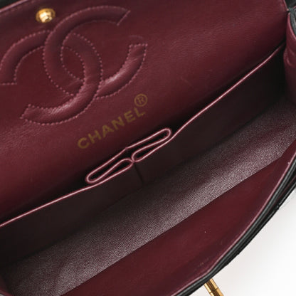 CHANEL Matelasse Double Flap 23cm Chain Shoulder Lambskin Black Gold-Tone Hardware, Pre-Owned