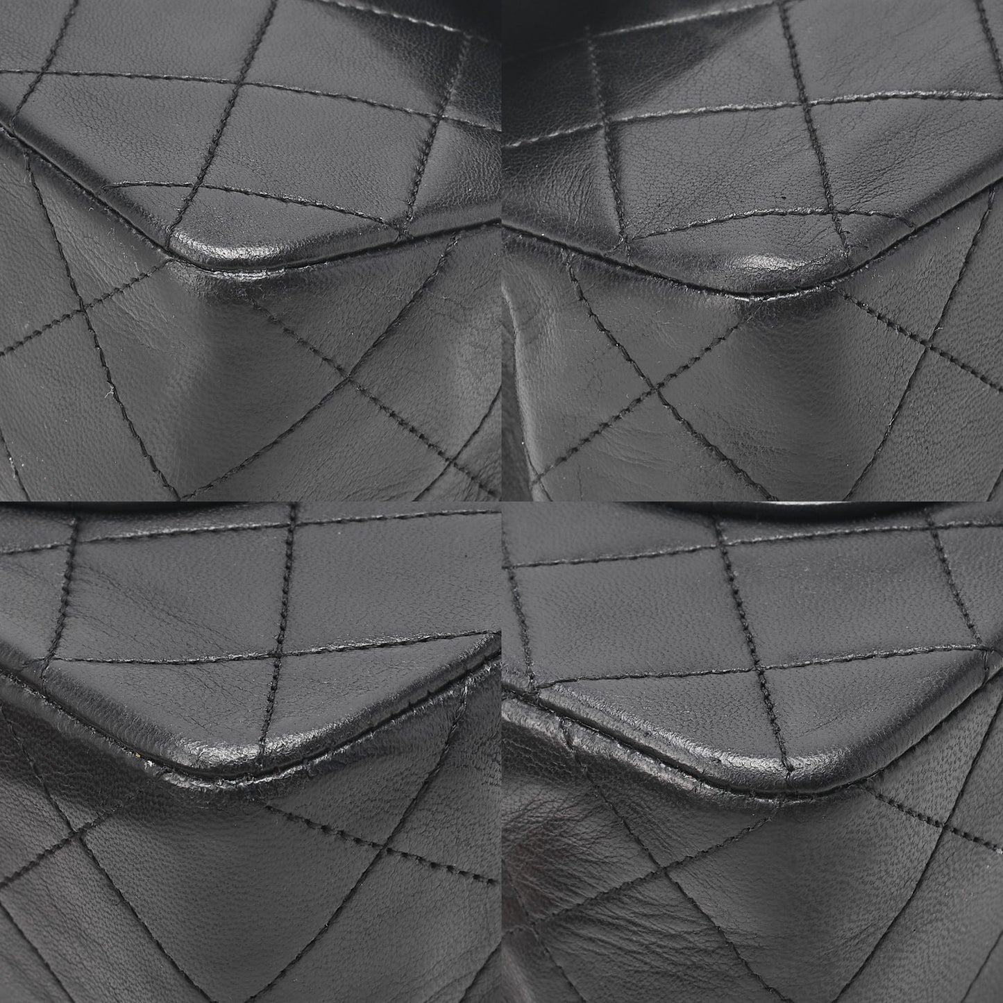 CHANEL Matelasse Double Flap 23cm Chain Shoulder Lambskin Black Gold-Tone Hardware, Pre-Owned