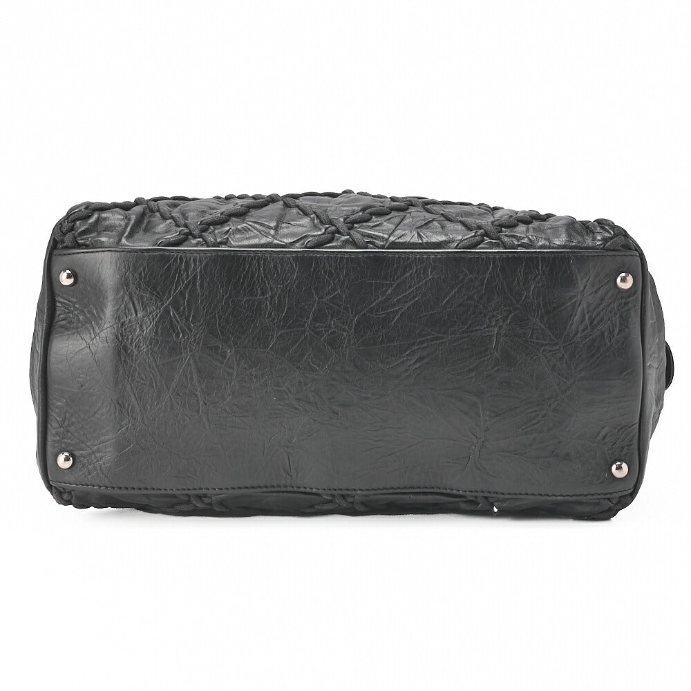 CHANEL Vintage Calf Ultra Stitch Coco Mark Chain Tote Bag Leather Black Silver-Tone Hardware, Pre-Owned