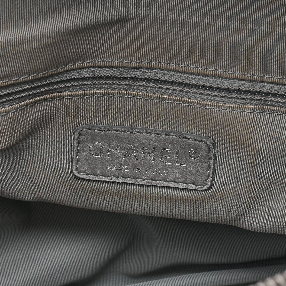 CHANEL Vintage Calf Ultra Stitch Coco Mark Chain Tote Bag Leather Black Silver-Tone Hardware, Pre-Owned