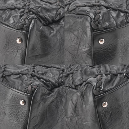 CHANEL Vintage Calf Ultra Stitch Coco Mark Chain Tote Bag Leather Black Silver-Tone Hardware, Pre-Owned