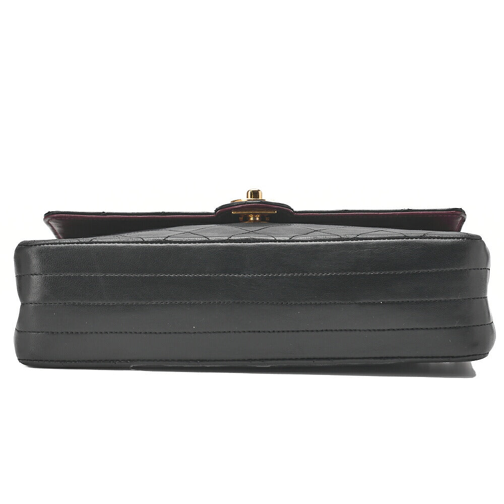 CHANEL Chain Shoulder Bag Matelasse Circle Coco Lambskin Black Single Flap Turnlock Gold-Tone Hardware, Pre-Owned