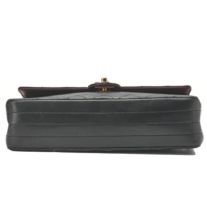 CHANEL Chain Shoulder Bag Matelasse Circle Coco Lambskin Black Single Flap Turnlock Gold-Tone Hardware, Pre-Owned