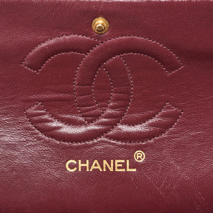 CHANEL Lambskin Matelasse W Flap 25 Chain Shoulder Black Gold-Tone Hardware, Pre-Owned