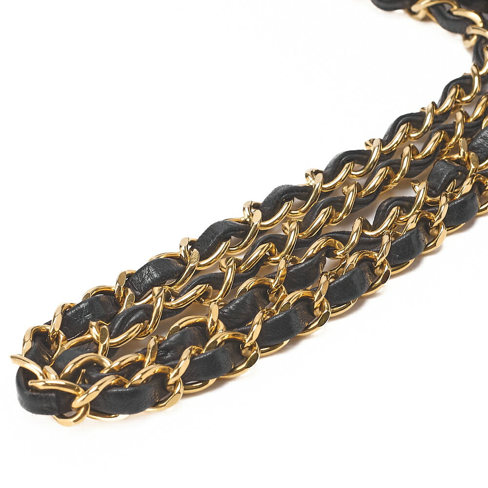 CHANEL Matelasse Turnlock Design Flap Chain Shoulder Bag Lambskin Black Gold-Tone Hardware, Pre-Owned