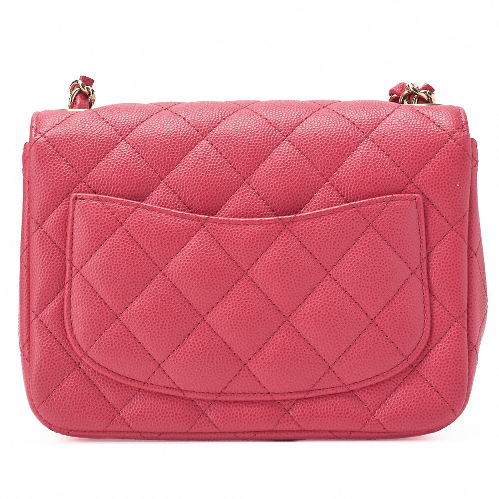 CHANEL Caviar Skin Mini Matelasse 16cm Chain Shoulder Pink Gold-Tone Hardware, Pre-Owned
