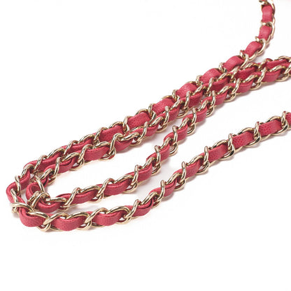 CHANEL Caviar Skin Mini Matelasse 16cm Chain Shoulder Pink Gold-Tone Hardware, Pre-Owned