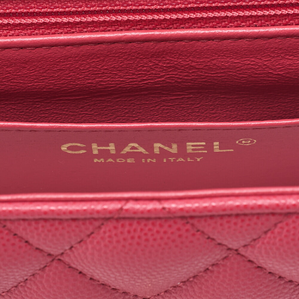 CHANEL Caviar Skin Mini Matelasse 16cm Chain Shoulder Pink Gold-Tone Hardware, Pre-Owned