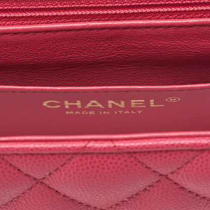 CHANEL Caviar Skin Mini Matelasse 16cm Chain Shoulder Pink Gold-Tone Hardware, Pre-Owned
