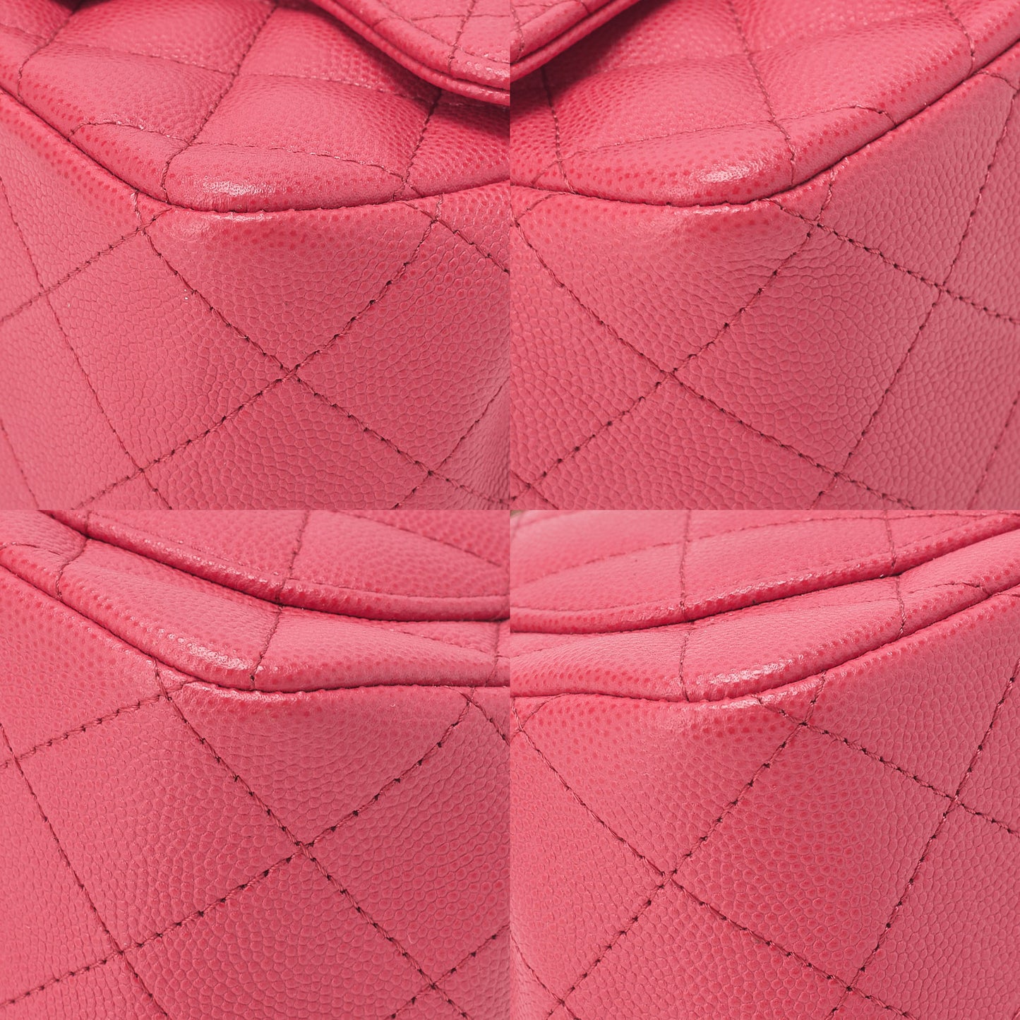 CHANEL Caviar Skin Mini Matelasse 16cm Chain Shoulder Pink Gold-Tone Hardware, Pre-Owned