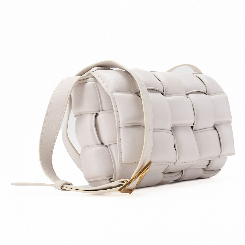 BOTTEGA VENETA Intrecciato Lambskin Padette Cassette Shoulder Back White Gold-Tone Hardware, Pre-Owned