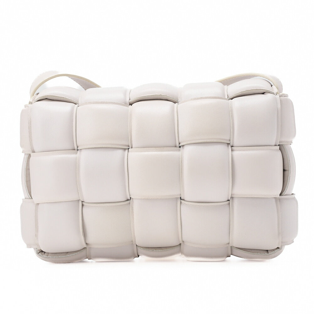 BOTTEGA VENETA Intrecciato Lambskin Padette Cassette Shoulder Back White Gold-Tone Hardware, Pre-Owned