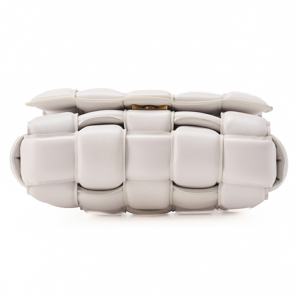 BOTTEGA VENETA Intrecciato Lambskin Padette Cassette Shoulder Back White Gold-Tone Hardware, Pre-Owned