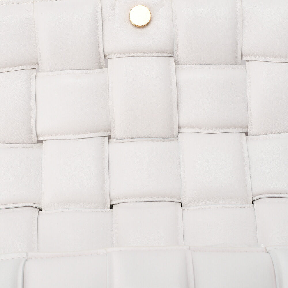 BOTTEGA VENETA Intrecciato Lambskin Padette Cassette Shoulder Back White Gold-Tone Hardware, Pre-Owned