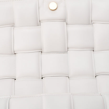 BOTTEGA VENETA Intrecciato Lambskin Padette Cassette Shoulder Back White Gold-Tone Hardware, Pre-Owned