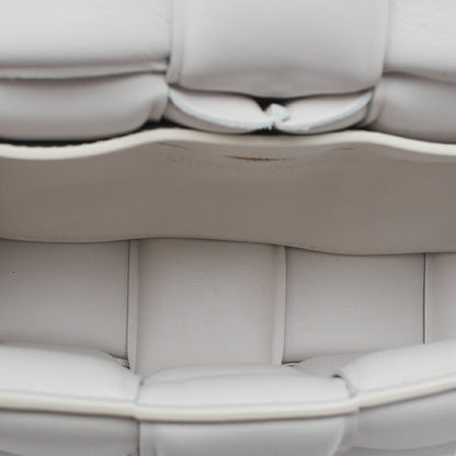 BOTTEGA VENETA Intrecciato Lambskin Padette Cassette Shoulder Back White Gold-Tone Hardware, Pre-Owned