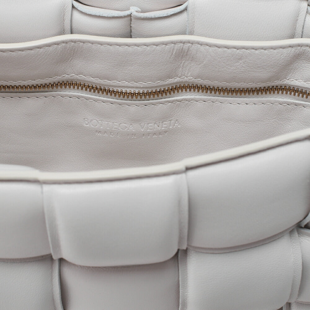 BOTTEGA VENETA Intrecciato Lambskin Padette Cassette Shoulder Back White Gold-Tone Hardware, Pre-Owned
