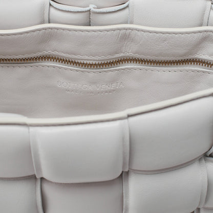 BOTTEGA VENETA Intrecciato Lambskin Padette Cassette Shoulder Back White Gold-Tone Hardware, Pre-Owned