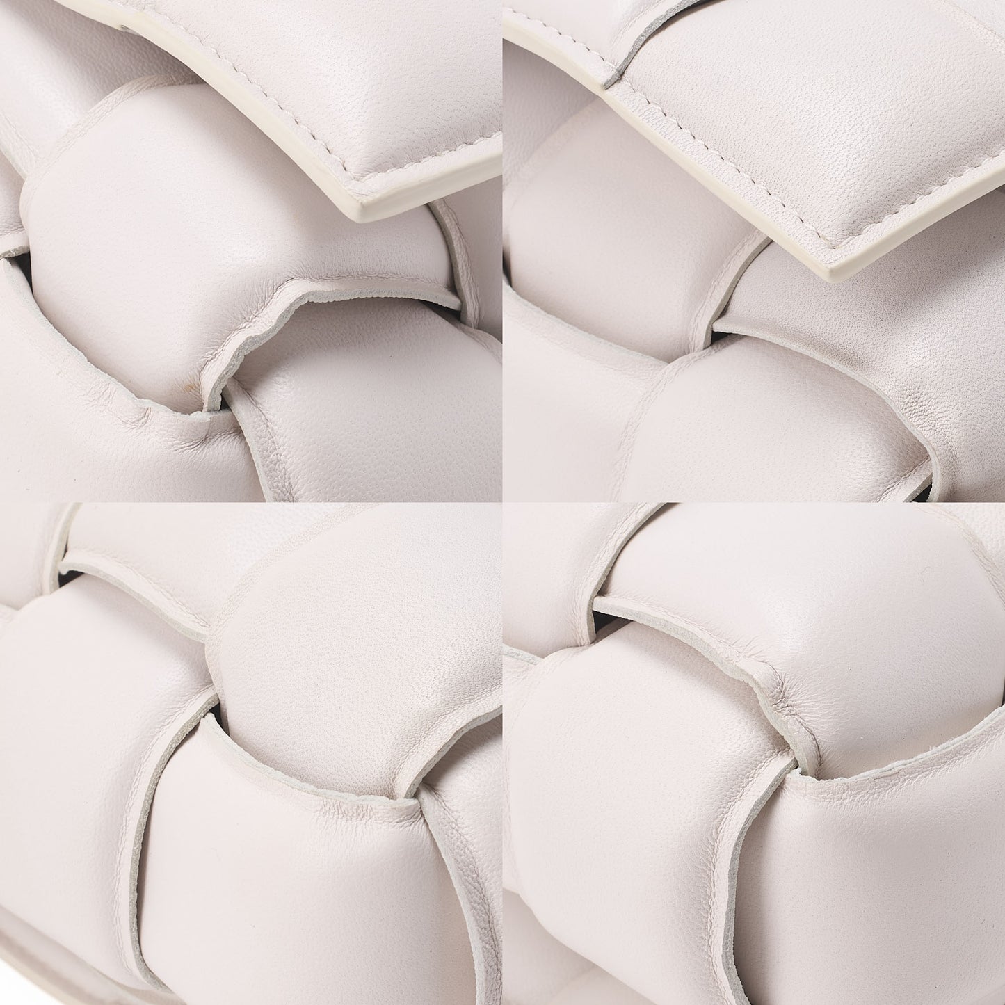 BOTTEGA VENETA Intrecciato Lambskin Padette Cassette Shoulder Back White Gold-Tone Hardware, Pre-Owned