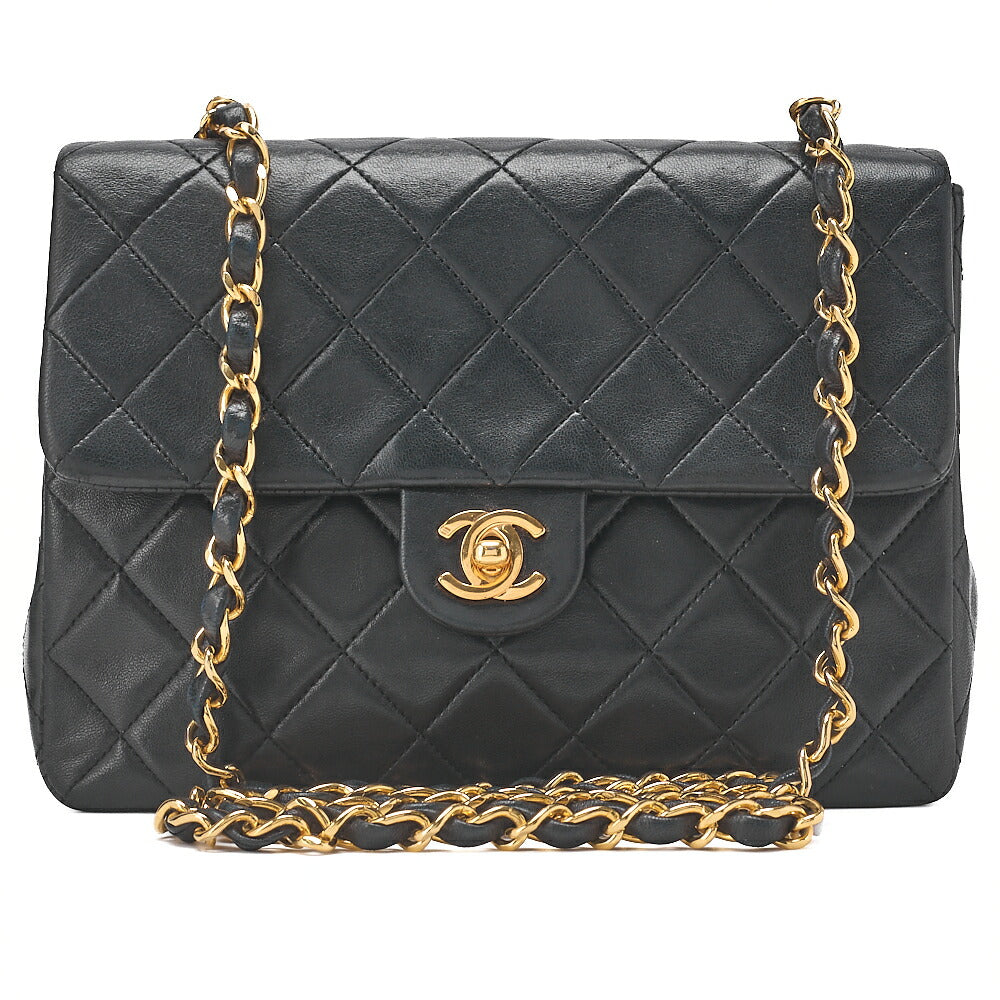 CHANEL Matelasse 20cm Turnlock Chain Shoulder Lambskin Black Gold-Tone Hardware, Pre-Owned